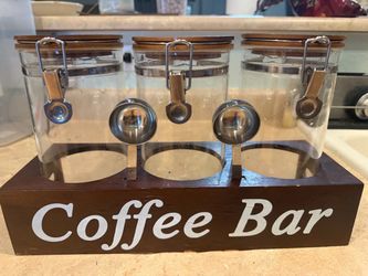 Coffee Bar Canister Set with Stand & Measuring Spoons