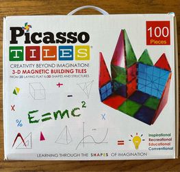 Picasso Tiles 100-Piece Magnetic Tiles Set – Magna Tiles Compatible – Like New
