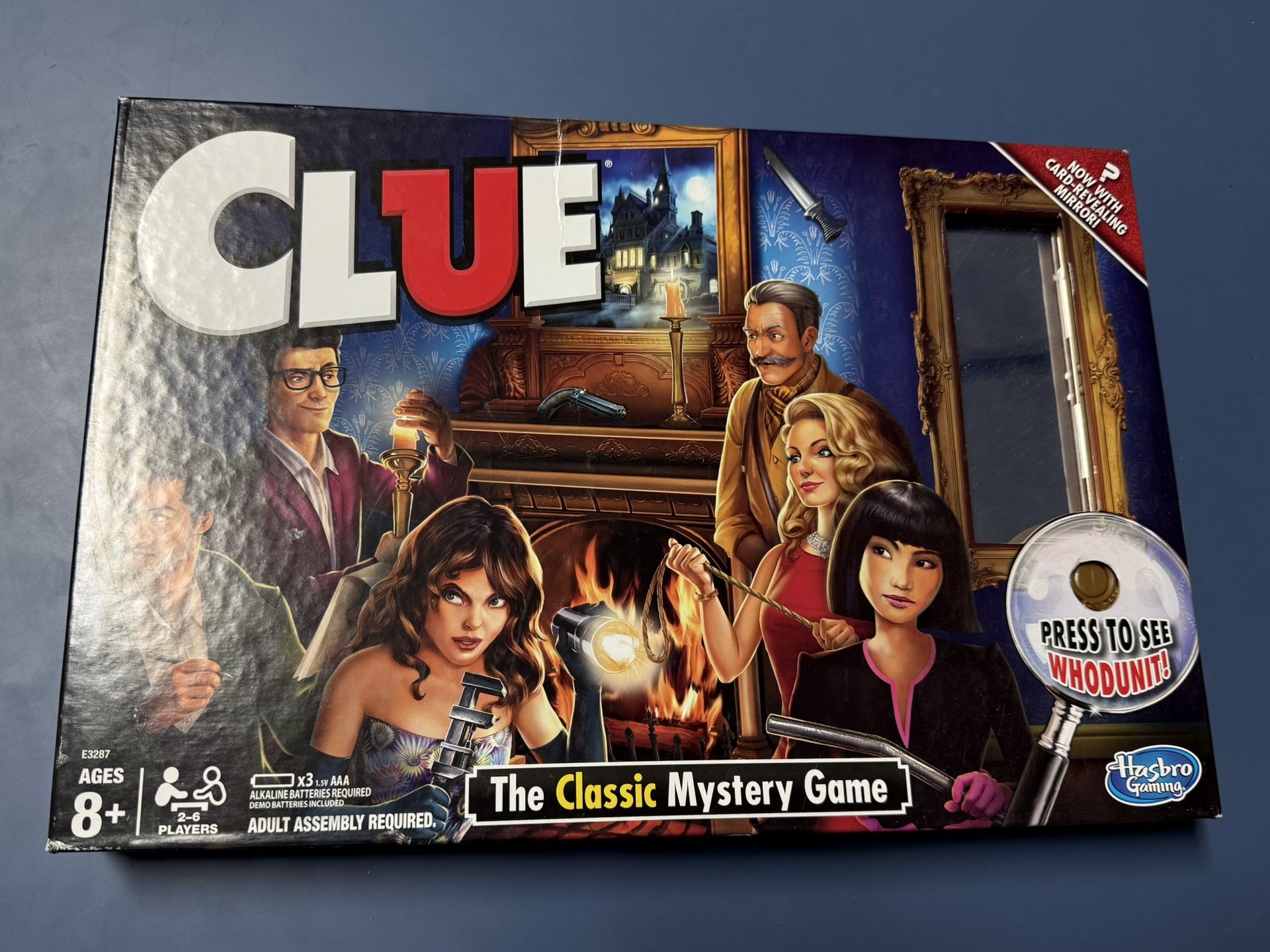 Hasbro Gaming Clue Game, Mystery Board Game, 2-6 Players, 8+ Years Features a card-revealing mirror Who committed the murder in the mansion. Eliminate