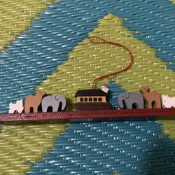 Vintage Noah's Ark Wooden Christmas Ornament Gisela Graham London
