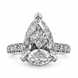 18k White Gold Ring with 2.01Ct. Lab Grown Pear Shaped Diamond With Side Diamonds 0.79 Ct. (Size 6.50)