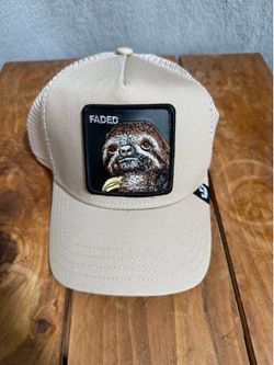 Goorin Bros The Farm Faded Sloth Trucker Hat Adjustable Snapback Beige Cap