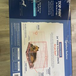 Top Paw Pink Folding Dog Crate 