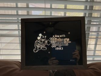 VERY RARE DISNEY “A DAY WITH MICKEY’S KNIGHTS 1983” ON BLACK PLASTIC SHEET SEE THREW AS SEEN IN PHOTOS SIGNED JIWI2000
