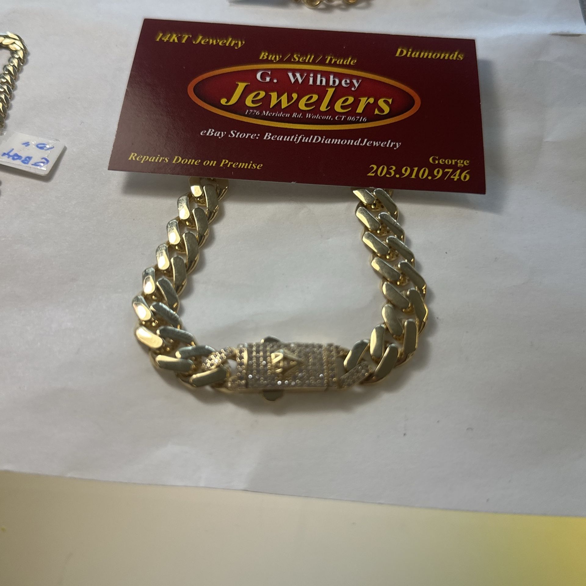 14 Kt Genuine GOLD “ Monaco” Anklet Or Bracelet 10.5 Millimeters