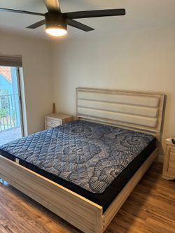 King size bed frame + X firm mattress (like new)