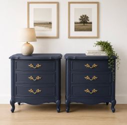 French Provincial Vintage Blue Nightstands