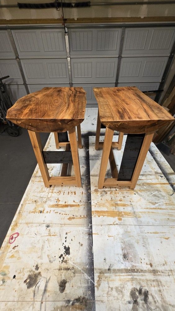Custom Made CO Rough Cut/Live Edge End Table Set