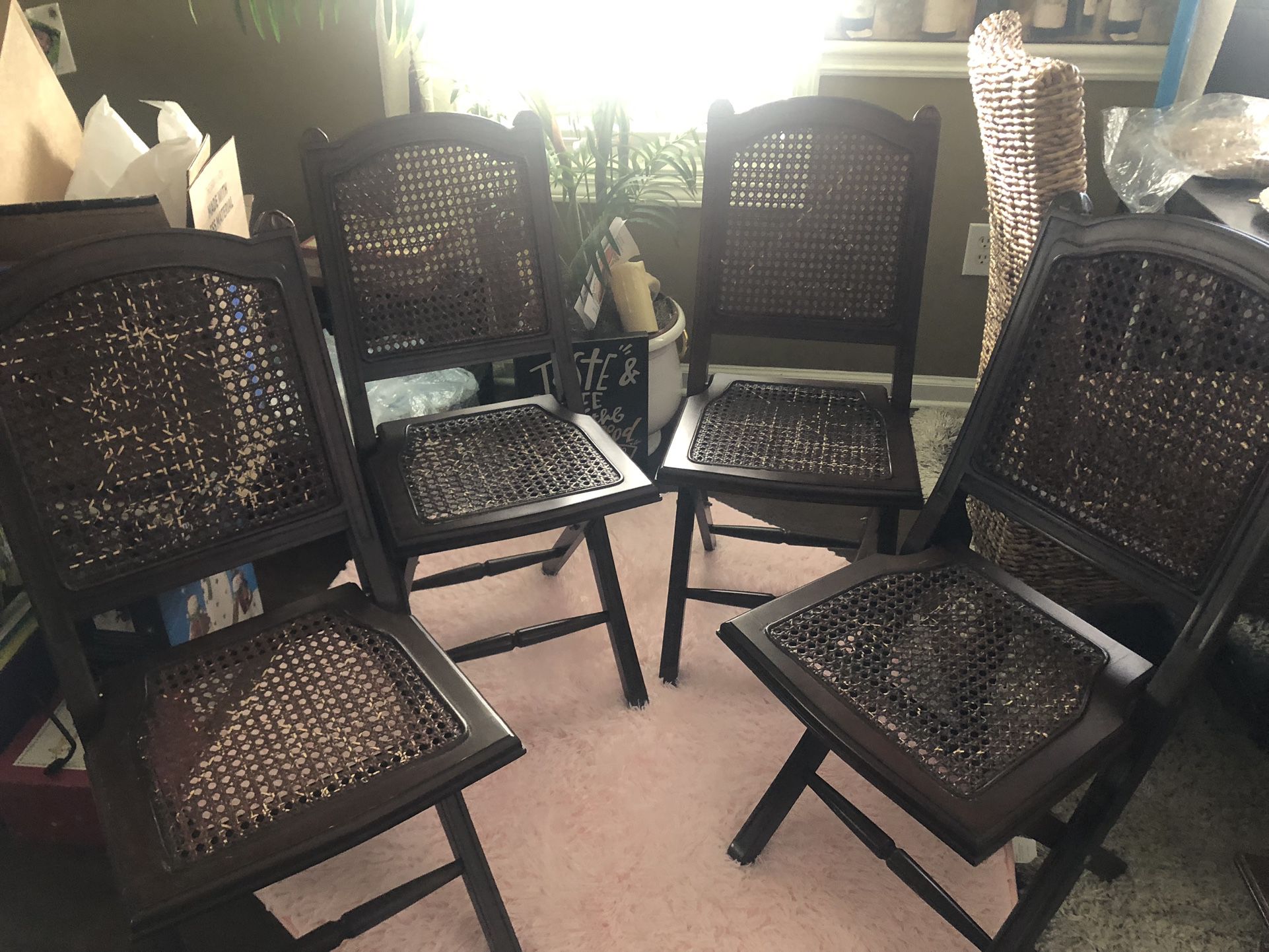 Mahogany Cane Folding Chairs /$22 each