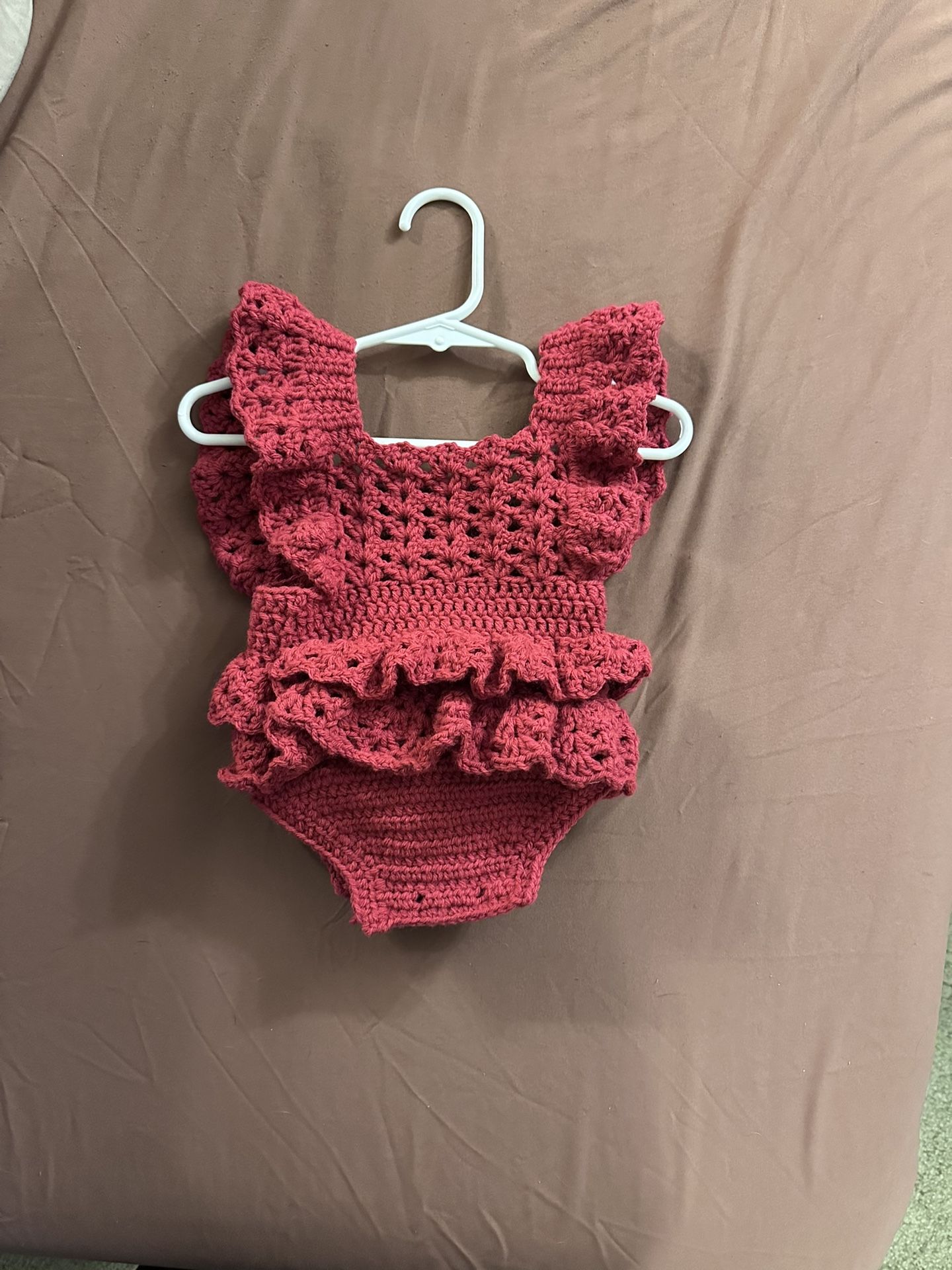 Handmade Crochet Baby Romper 3-6mo