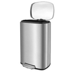 New 13.2 Gallon (50L) Step Trash Can Stainless Steel Garbage Bin with Removable Inner Bucket