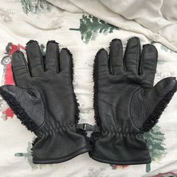 Like New Ralph Lauren Winter Leather And Fleece Gloves(Touch Phone Tech)