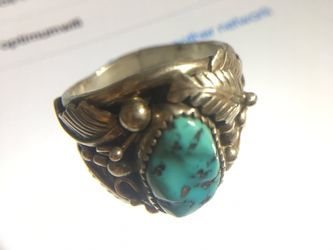 American native Indian Sterling silver turquoise men’s ring