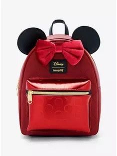 Loungefly Disney Minnie Mouse Burgundy Velvet Bow Mini Backpack