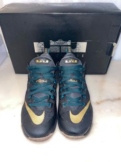 Nike LeBron 12 Low Carbon Fiber SVSM Black Gold Teal 724557-070 Men Size 10