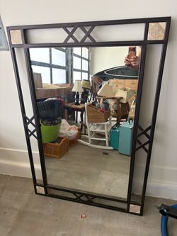 Rectangular Outdoor Mirror with bronze finish