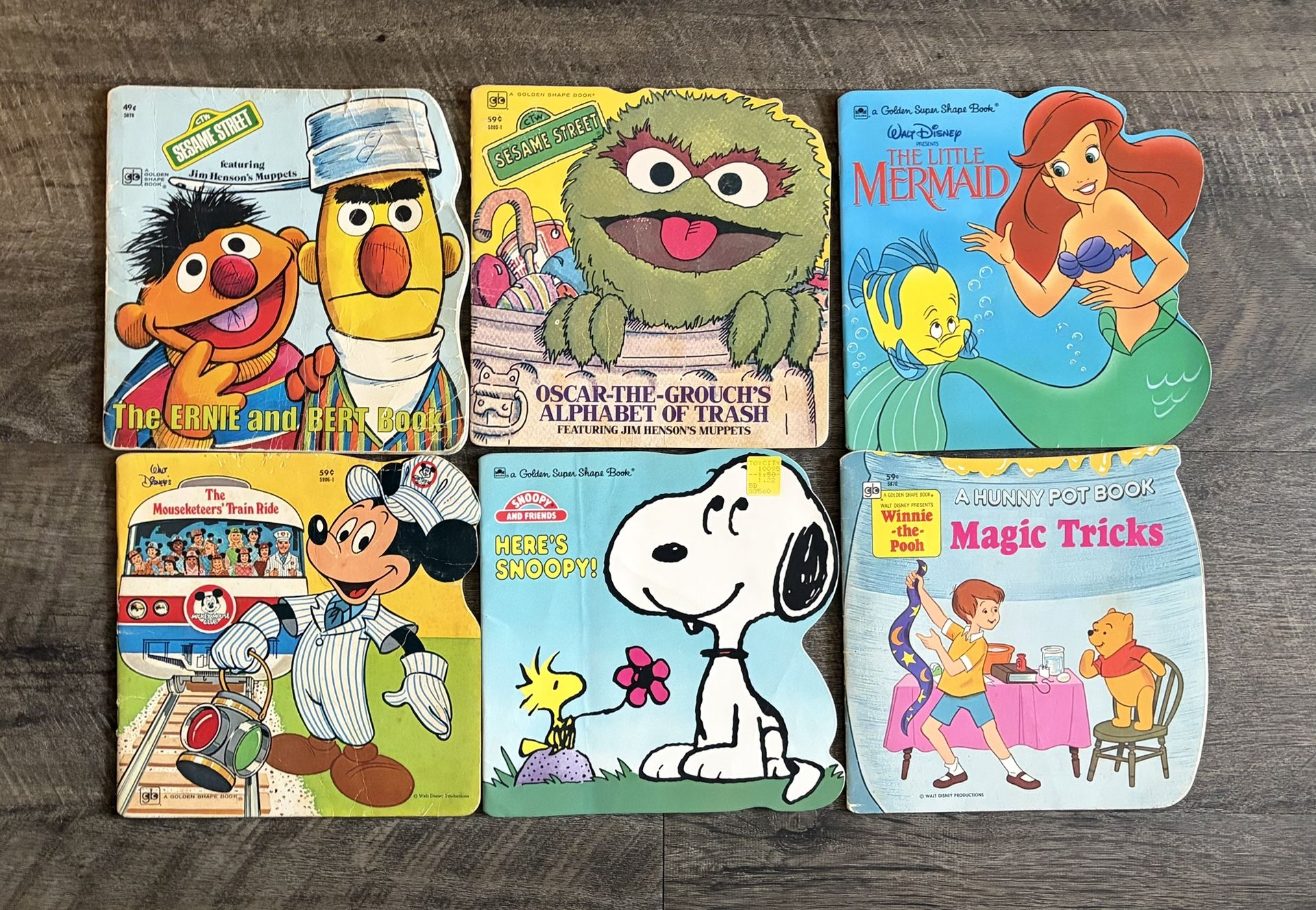 Golden Super Shape Books (Lot of 6) Disney, Sesame Street, Snoopy