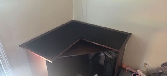 L-Shaped Corner Desk Dark Wood