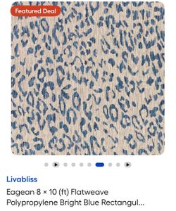 LIVABLISS Eagean 8 × 10 (ft) Flatweave Polypropylene Bright Blue Rectangular Indoor/Outdoor Animal print Mid-Century Modern Hose Washable Pet Friendly