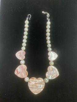 Mother of Pearl Heart Statement Necklace