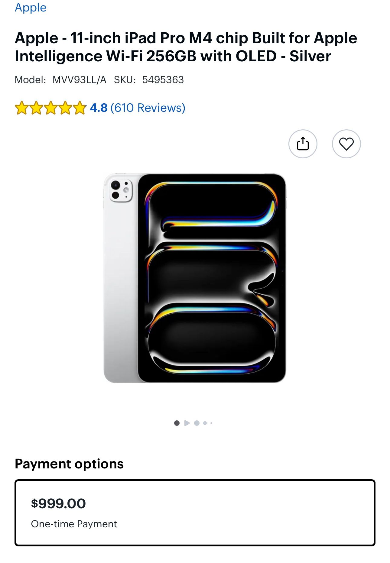 SanJose M4 ipad Pro 750Dollar