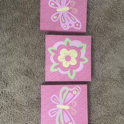 Pink & Green Girls Canvas Art