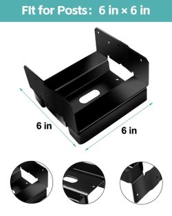 4-PCS 6x6 Black Galvanized Post Base Steel W(90)