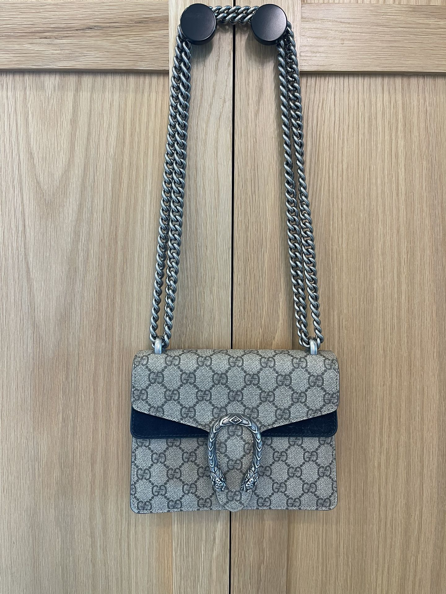 Gucci Supreme Monogram Dionysus Small Shoulder Black Bag