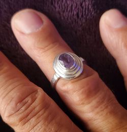 Vintage Sterling Silver 925 Amethyst Ring Size 7.5