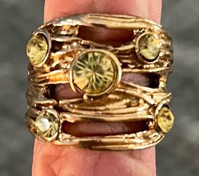 vintage-style gold-tone multi-row wavy wide band ring