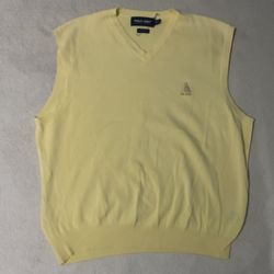 Vintage Polo Golf Ralph Lauren Sweater Vest Size Medium Yellow V-Neck