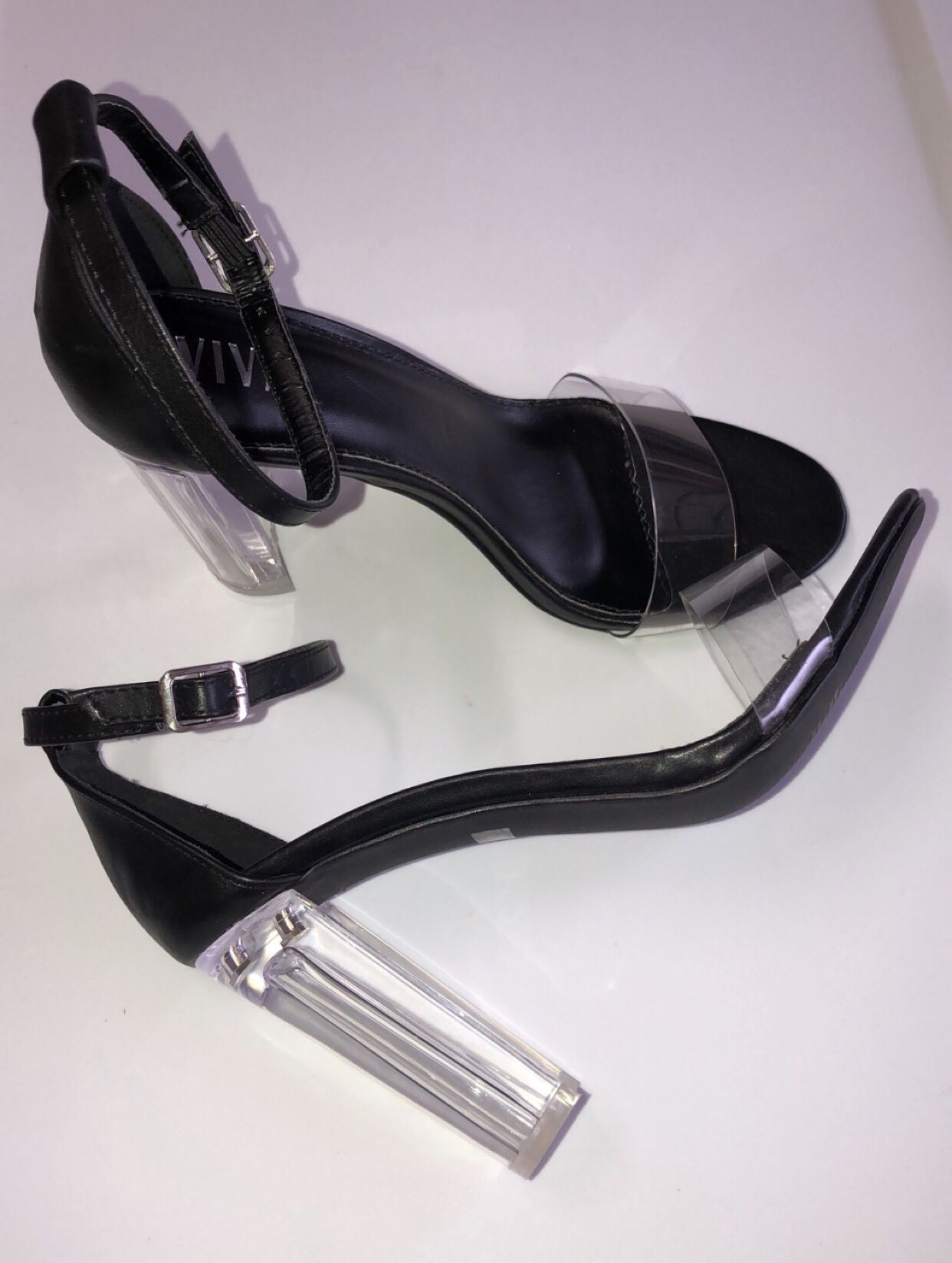 Black & clear heels