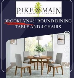 New Brooklyn 48” Round Dining Table and 4 Chairs. Costco price 799