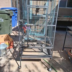 Bird Cage Rolling Stand Gray 32 Inches 