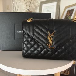 Saint Laurent ENVELOPE MEDIUM IN QUILTED GRAIN DE POUDRE EMBOSSED LEATHER