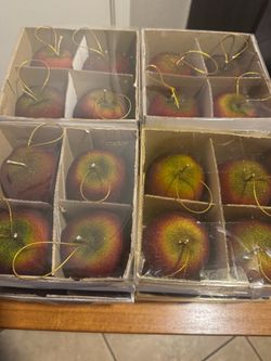 Christmas ornaments.Elegant Red Velvet Apple Christmas Ornaments . 8 boxes set of 4 apples ornaments each box . New The size of ornament is 3.2 inch