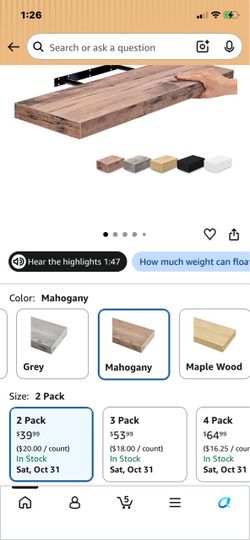 24” floating shelves (2 set)