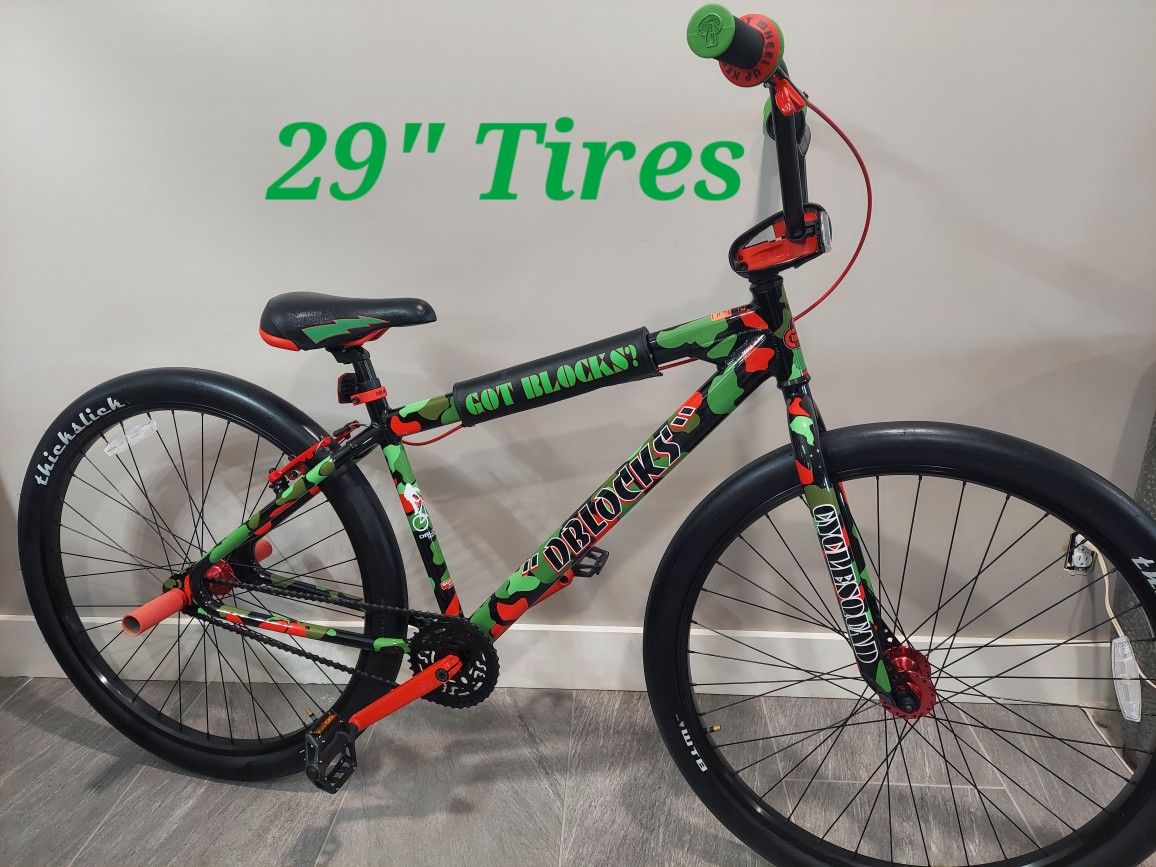 2021 SE Bikes DBLOCKS BIG RIPPER 29" Green/Red Camo BMX Bike ,29" tires bike is like New less than 5 miles total,
