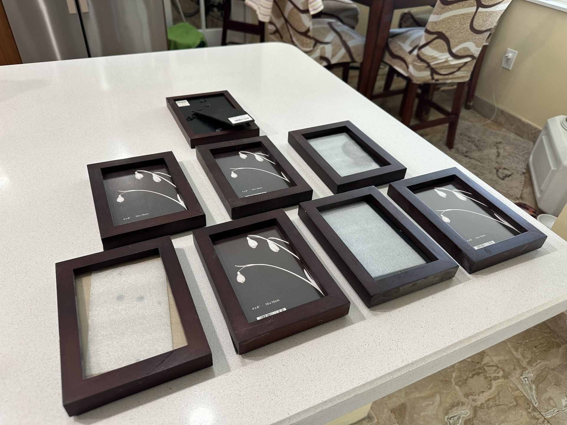 Set of 8 Beth Bath and Beyond 4”x6” Dark Walnut Picture Frames.