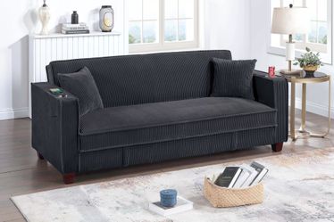 Sofa Convertible Bed Black Corduroy fabric, New Especial price