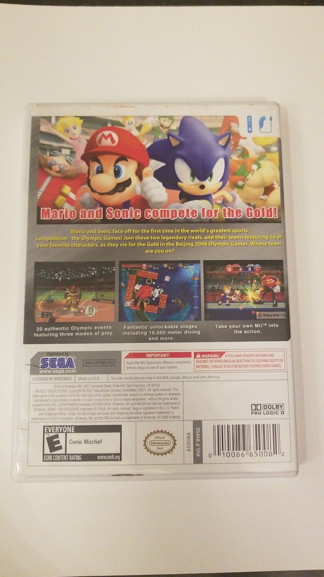 Wii Mario Sonic At The Olympic Games Beijing 08 For Sale In Denver Co Offerup