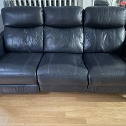 Navy Blue Dual  Power Reclining Sofa And Loveseat 