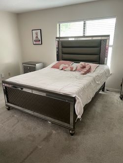 Queen size bedroom set with LED lights