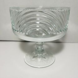 Vintage EO Brody Clear Glass Swirl Compote Pedestal Bowl