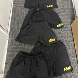 Lot Of 5 Black US Army PT Shorts APFU Physical Training Sz S 
