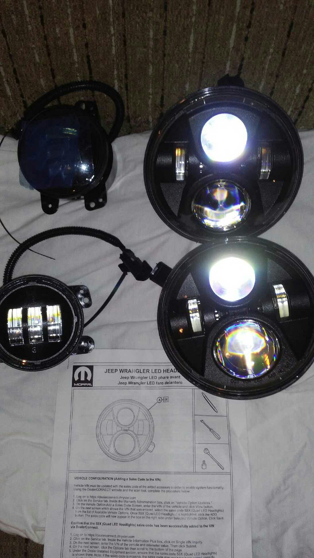 2017 jeep wrangler Led headlights and fog lit kit