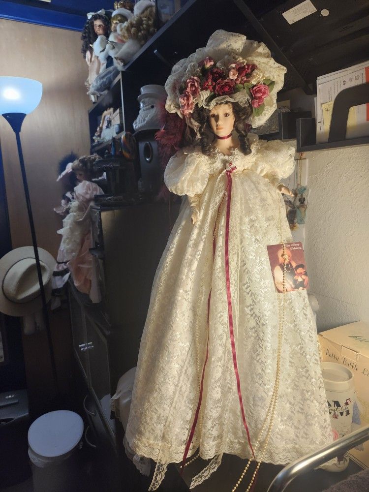 Elise Massey Victorian Porcelain doll with Full Lace Dress