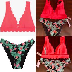 NWT Scallops Brazilian Bikini Set By Victoria’s Secret  Size S