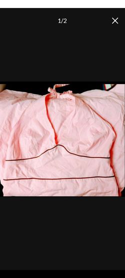 Y2K era Pink halter dress  embroidered hem