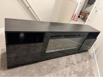 Modern Electric Fireplace TV Stand – LED Lights + Remote